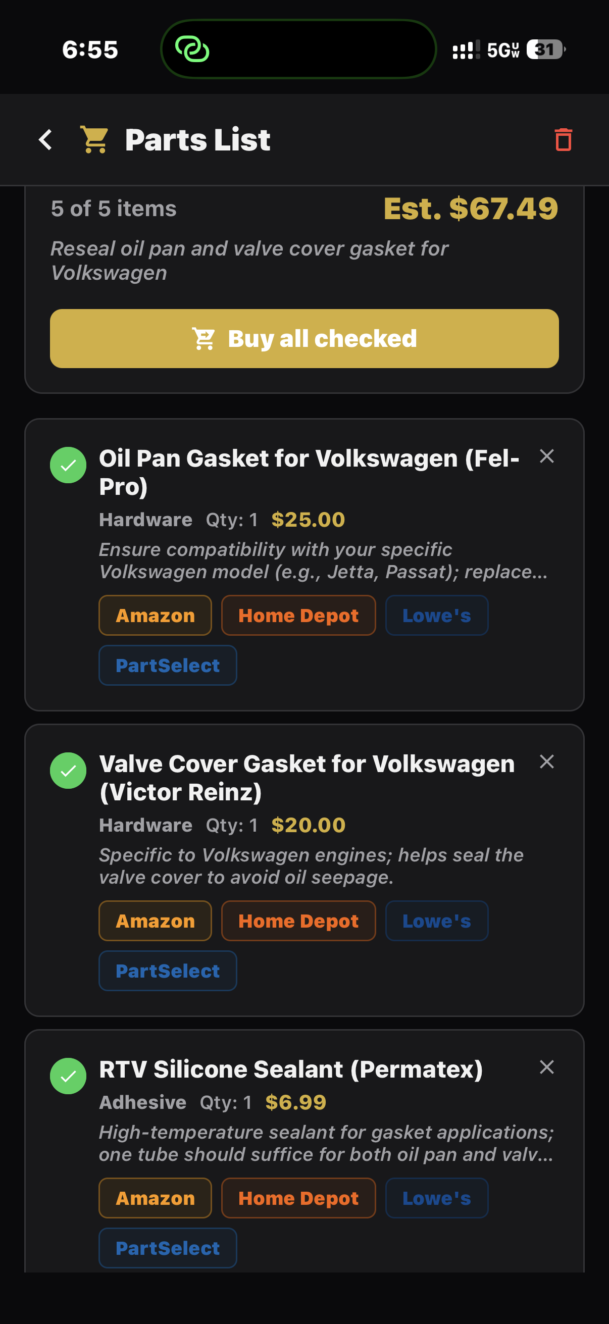 Parts List